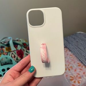 White loopy case with pink marble loop